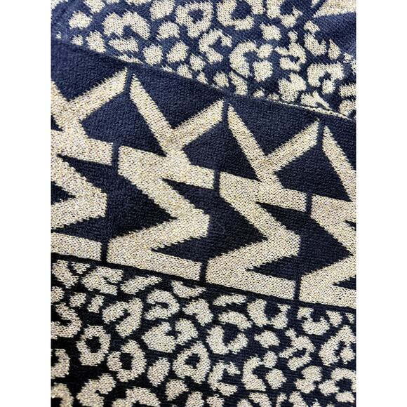 Michael Kors Black Gold Scarf Metallic Shawl Covering Glitter Cheetah Print Logo - Picture 2 of 4